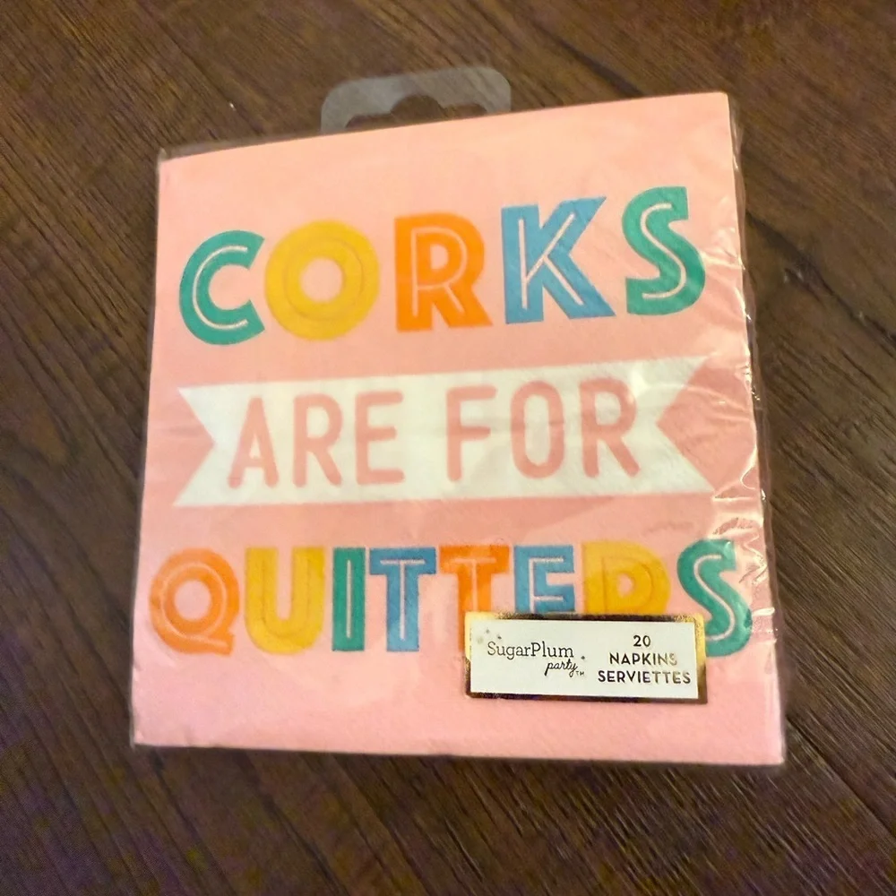 Corks are for Quitters Pink Festive Bar Cocktail Napkins